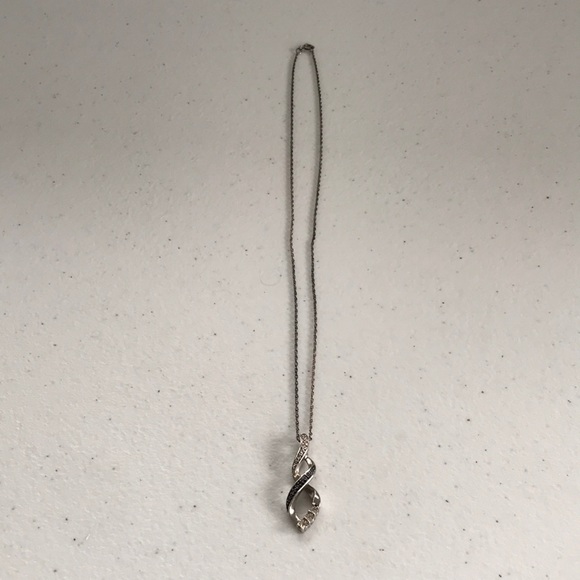 Vintage Jewelry - Sterling Silver Infinity Diamond Twist Necklace